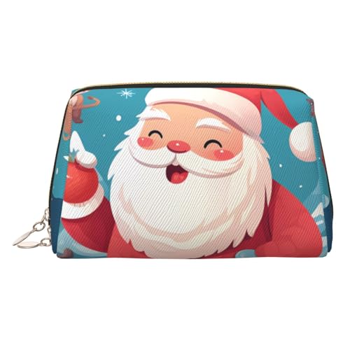 Make-up-Tasche aus Leder mit niedlichem Hasen-Motiv, große Kapazität, Reise-Aufbewahrungstasche, Mehrzweck-Toilettenartikel und Make-up-Tasche, Frohe Weihnachten Schneemann, Einheitsgröße, Schulranzen von MMSJSBVY