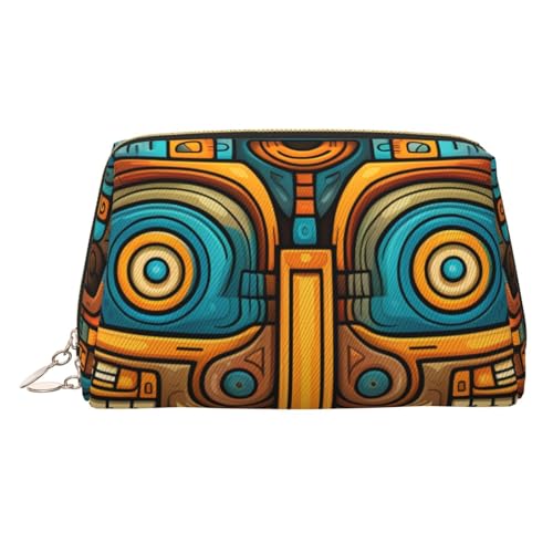 Make-up-Tasche aus Leder mit niedlichem Hasen-Motiv, große Kapazität, Reise-Aufbewahrungstasche, Mehrzweck-Toilettenartikel und Make-up-Tasche, Mexikanische Volkskunst Boho2, Einheitsgröße von MMSJSBVY