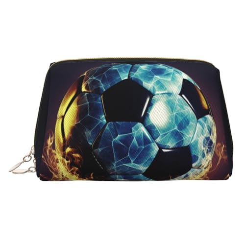 Make-up-Tasche aus Leder mit süßem wildem Elefant, große Kapazität, Reise-Aufbewahrungstasche, Mehrzweck-Toilettenartikel und Make-up-Tasche, Cooler Fußball, Einheitsgröße, Schulranzen von MMSJSBVY