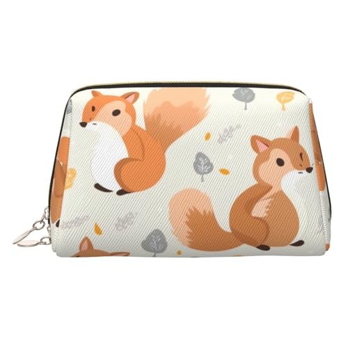 Make-up-Tasche aus Leder mit süßem wildem Elefant, große Kapazität, Reise-Aufbewahrungstasche, Mehrzweck-Toilettenartikel und Make-up-Tasche, Niedliche Eichhörnchen, Einheitsgröße, Schulranzen von MMSJSBVY