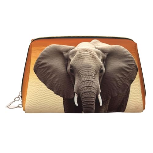 Make-up-Tasche aus Leder mit süßem wildem Elefant, große Kapazität, Reise-Aufbewahrungstasche, Mehrzweck-Toilettenartikel und Make-up-Tasche, Niedlicher wilder Elefant, Einheitsgröße, Schulranzen von MMSJSBVY