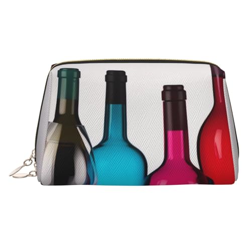 Make-up-Tasche mit Gänseblümchen in verschiedenen gerahmten Leder-Make-up-Tasche, große Kapazität, Reise-Aufbewahrungstasche, Mehrzweck-Toilettenartikel und Make-up-Tasche, Cocktailgläser und von MMSJSBVY