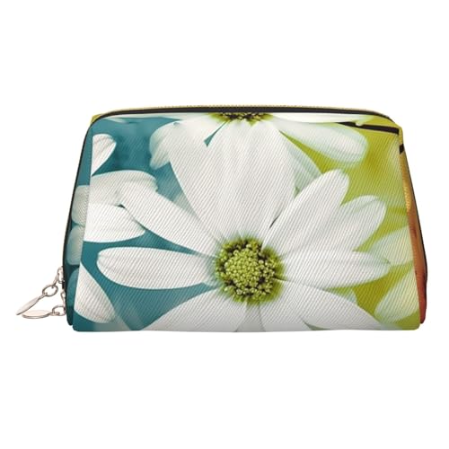 Make-up-Tasche mit Gänseblümchen in verschiedenen gerahmten Leder-Make-up-Tasche, große Kapazität, Reise-Aufbewahrungstasche, Mehrzweck-Toilettenartikel und Make-up-Tasche, Gerahmte Gänseblümchen in von MMSJSBVY