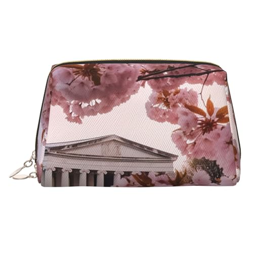 Make-up-Tasche mit Gänseblümchen in verschiedenen gerahmten Leder-Make-up-Tasche, große Kapazität, Reise-Aufbewahrungstasche, Mehrzweck-Toilettenartikel und Make-up-Tasche, Kirschblüten, Einheitsgröße von MMSJSBVY