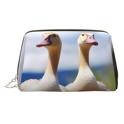 Make-up-Tasche mit Gänseblümchen in verschiedenen gerahmten Leder-Make-up-Tasche, große Kapazität, Reise-Aufbewahrungstasche, Mehrzweck-Toilettenartikel und Make-up-Tasche, Süße Gänse., Einheitsgröße von MMSJSBVY