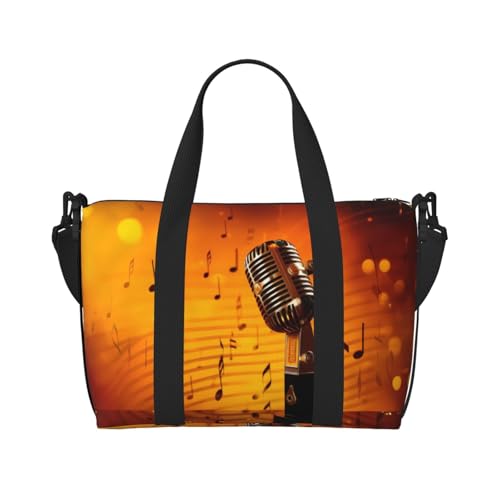 Math Quiz Reisetasche, Unisex, wasserabweisend, Wochenend-Turnbeutel, große Kapazität, verstellbarer Schultergurt, Reisetasche, Mikrofon mit Musiknoten, Einheitsgröße von MMSJSBVY