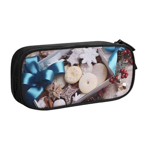 Merry Christmas Geschenkbox Federmäppchen, Reißverschluss Glatt Federmäppchen, Tragbares Federmäppchen Große Schule Schreibwaren Aufbewahrungstasche Make-up Tasche, Schwarz , Einheitsgröße, von MMSJSBVY