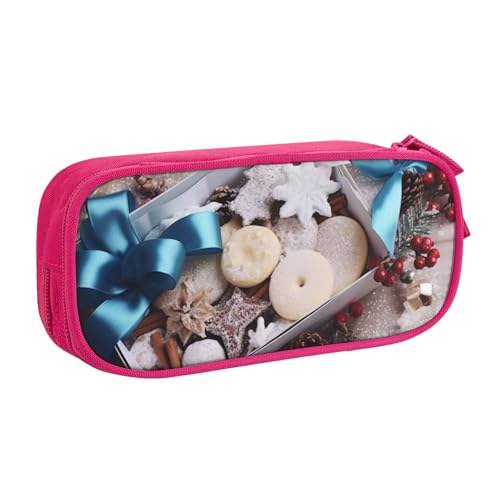 Merry Christmas Geschenkbox Federmäppchen, Reißverschluss Glatt Federmäppchen, Tragbares Federmäppchen Große Schule Schreibwaren Aufbewahrungstasche Make-up Tasche, rose, Einheitsgröße, Kosmetikkoffer von MMSJSBVY