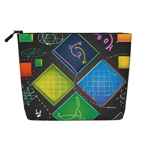 Mid-Century Kulturbeutel für Damen, moderne Kunst, tragbare Reise-Kosmetiktasche, täglicher Organizer mit Reißverschluss, Mathematikquiz, Einheitsgröße von MMSJSBVY