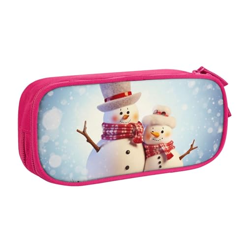 Niedliche Schneemänner Weihnachten Federmäppchen Reißverschluss Glatt Federmäppchen Tragbare Federmäppchen Große Schule Schreibwaren Aufbewahrungstasche Make-up Tasche, rose, Einheitsgröße, von MMSJSBVY