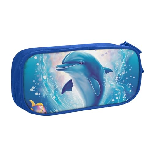 Niedlicher Delfin Federmäppchen, Reißverschluss Glattes Federmäppchen, Tragbares Federmäppchen Große Schule Schreibwaren Aufbewahrungstasche Make-up Tasche, blau, Einheitsgröße, Kosmetikkoffer Niedlicher Delfin Federmäppchen, Reißverschluss Glattes Federmäppchen, Tragbares Federmäppchen Große Schule Schreibwaren Aufbewahrungstasche Make-up Tasche, blau, Einheitsgröße, Kosmetikkoffer von MMSJSBVY