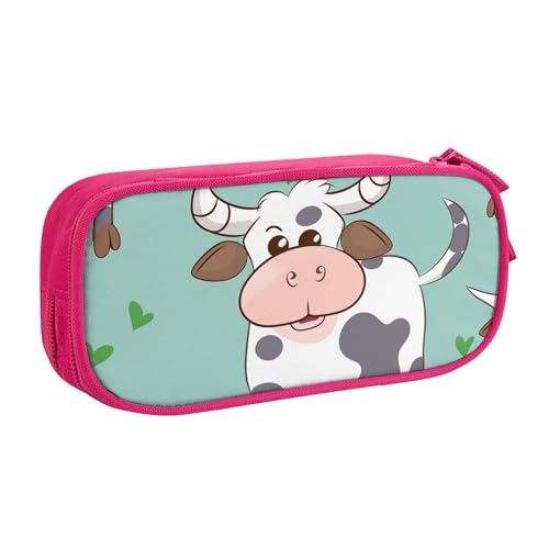 Niedliches Kuh-Federmäppchen, Reißverschluss, glattes Federmäppchen, tragbares Federmäppchen, große Schule, Schreibwaren, Aufbewahrungstasche, Make-up-Tasche, rose, Einheitsgröße, Kosmetikkoffer von MMSJSBVY