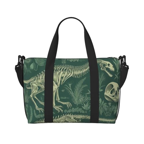 Paradise Beach Palmen Reisetasche Unisex Wasserabweisend Wochenende Turnbeutel Große Kapazität Verstellbarer Schultergurt Reisetasche, Dinosaurier-Skelett, Einheitsgröße von MMSJSBVY