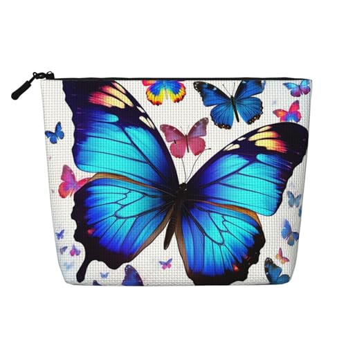 Peaceful Lake and A Tree Kulturbeutel für Damen, tragbare Reise-Kosmetiktasche, täglicher Organizer mit Reißverschluss, Schmetterling, Einheitsgröße von MMSJSBVY