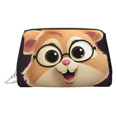 Peacock Feather Leather Makeup Bag, Large Capacity Travel Storage Bag, Dual Purpose Toiletries and Makeup Bag, niedliches Tier, Einheitsgröße, Schulranzen von MMSJSBVY