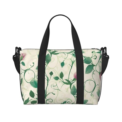 Reisetasche mit Traktor auf dem Bauernhof, Unisex, wasserabweisend, Wochenend-Turnbeutel, große Kapazität, verstellbarer Schultergurt, Reisetasche, Rankenblume, Einheitsgröße von MMSJSBVY