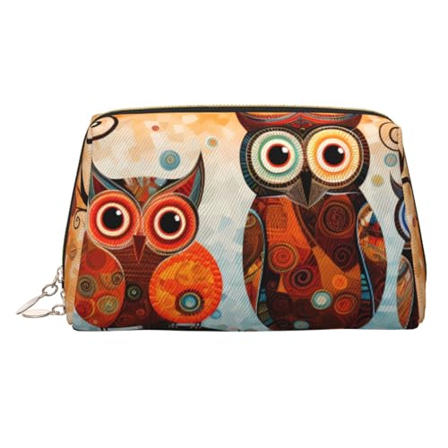 Schöne Make-up-Tasche aus Leder, Motiv: Sonnenuntergang, große Kapazität, Reise-Aufbewahrungstasche, Mehrzweck-Toilettenartikel und Make-up-Tasche, Anime Owl, Einheitsgröße, Schulranzen von MMSJSBVY