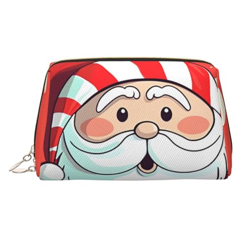 Schöne Make-up-Tasche aus Leder, Motiv: Sonnenuntergang, große Kapazität, Reise-Aufbewahrungstasche, Mehrzweck-Toilettenartikel und Make-up-Tasche, Niedlicher Weihnachtsmann, Einheitsgröße von MMSJSBVY