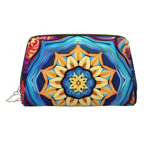 Schöne Make-up-Tasche aus Leder, Motiv: Sonnenuntergang, große Kapazität, Reise-Aufbewahrungstasche, Mehrzweck-Toilettenartikel und Make-up-Tasche, Schönes Sechseck, Einheitsgröße, Schulranzen von MMSJSBVY