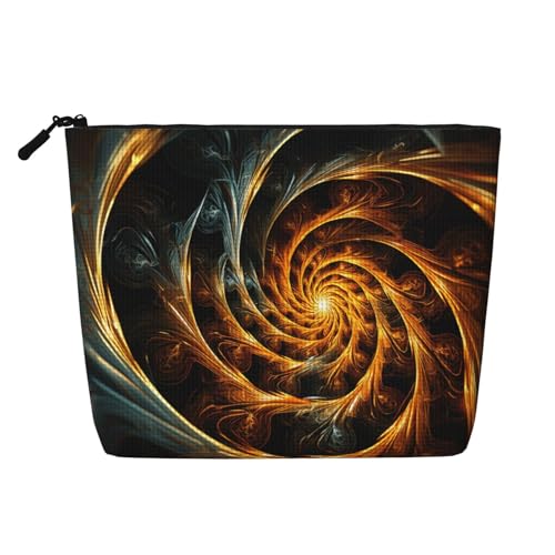 Sommer-Kulturbeutel mit Blumenmuster für Damen, tragbare Reise-Kosmetiktasche, täglicher Organizer mit Reißverschluss, Gelbes abstraktes Spiralmuster, Einheitsgröße von MMSJSBVY