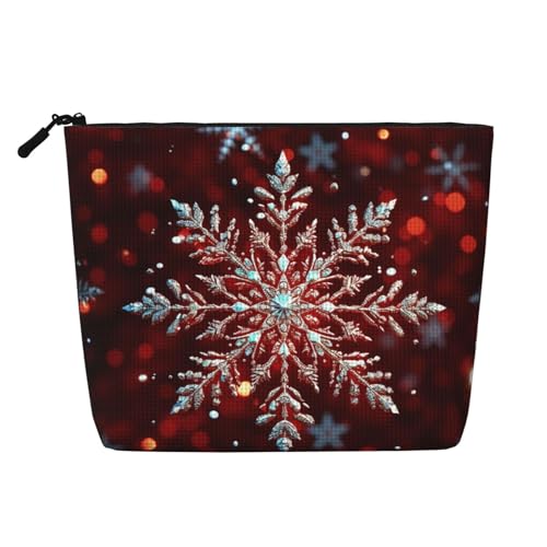 Sommer-Kulturbeutel mit Blumenmuster für Damen, tragbare Reise-Kosmetiktasche, täglicher Organizer mit Reißverschluss, Weihnachts-Schneeflocke, Einheitsgröße von MMSJSBVY