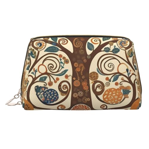 Sonnenblumen-Leder-Kosmetiktasche, große Kapazität, Kosmetiktasche und Kosmetiktasche mit doppeltem Verwendungszweck, Lebensbaum, one size, Schulranzen von MMSJSBVY