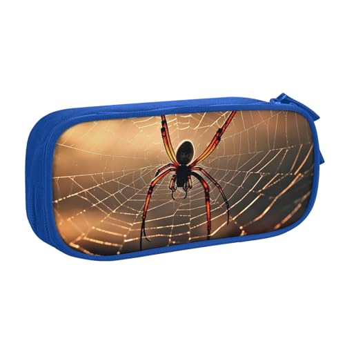 Spinnweben mit Spinne Federmäppchen, Reißverschluss Glatt Federmäppchen, Tragbares Federmäppchen Große Schule Schreibwaren Aufbewahrungstasche Make-up Tasche, blau, Einheitsgröße, Kosmetikkoffer Spinnweben mit Spinne Federmäppchen, Reißverschluss Glatt Federmäppchen, Tragbares Federmäppchen Große Schule Schreibwaren Aufbewahrungstasche Make-up Tasche, blau, Einheitsgröße, Kosmetikkoffer von MMSJSBVY