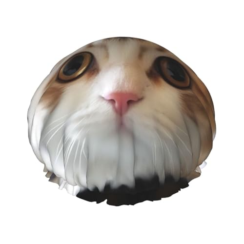 Süße Katzen-Duschhaube für Frauen – wiederverwendbare wasserdichte Duschhaarkappe zum Baden, Hautpflege und Zuhause von MMSJSBVY