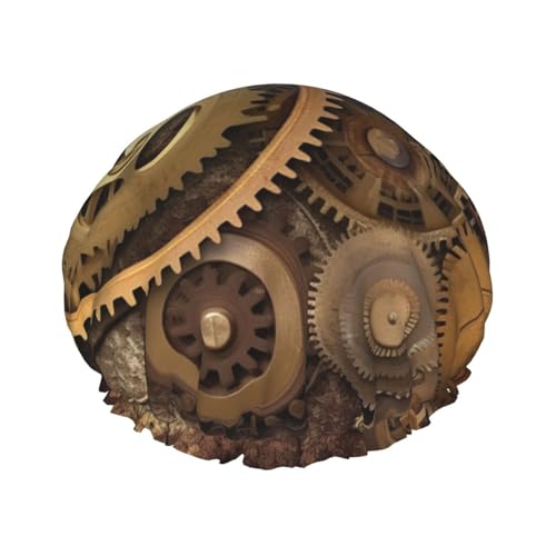 The Clocks Theme Gears Duschhaube für Damen – Wiederverwendbare, wasserdichte Duschhaube zum Baden, Hautpflege und Zuhause von MMSJSBVY