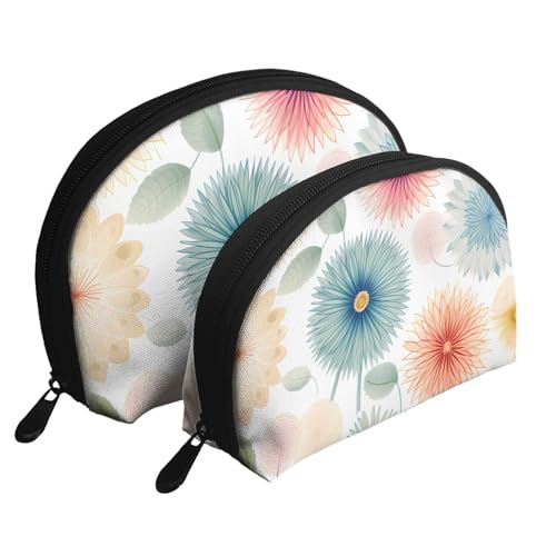 Tragbares Make-up-Taschen-Set mit Tiermuster, 2 Stück, Reise-Kulturbeutel mit Reißverschluss für Kosmetika, Dahlia Flower_proc, Einheitsgröße von MMSJSBVY