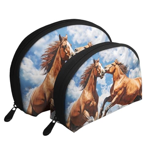 Tragbares Make-up-Taschen-Set mit Tiermuster, 2 Stück, Reise-Kulturbeutel mit Reißverschluss für Kosmetika, Tiermuster, Einheitsgröße von MMSJSBVY