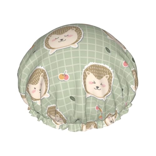 Viele Igel Duschhaube für Frauen – wiederverwendbare wasserdichte Dusch-Haarkappe zum Baden, Hautpflege und Zuhause von MMSJSBVY