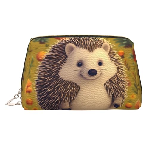 Vintage Espressomaschine Leder Make-up Tasche Große Kapazität Reise Aufbewahrungstasche Doppelzweck Toilettenartikel und Make-up-Tasche, Igel, Einheitsgröße, Schulranzen von MMSJSBVY