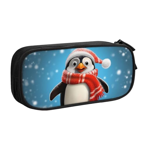 Weihnachten Lustig Pinguin Federmäppchen Reißverschluss Glatt Federmäppchen Tragbare Federmäppchen Große Schule Schreibwaren Aufbewahrungstasche Make-up Tasche, Schwarz , Einheitsgröße, Kosmetikkoffer von MMSJSBVY