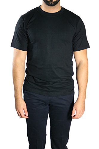 Herren Basic Rundhals T-Shirt Unterhemd Schwarz XL von MMUGA