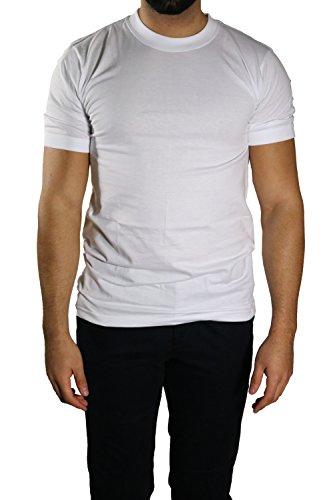 Herren Basic Rundhals T-Shirt Unterhemd Weiß 3XL von MMUGA