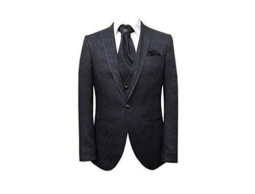 MMUGA Ausgefallene Hochzeitsanzug Herren Brokat 5 teilig Schwarz 54 von MMUGA