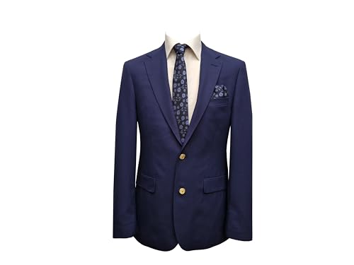 MMUGA Club Sakko Herren Blazer Goldfarbene Knöpfe Blau 58 von MMUGA