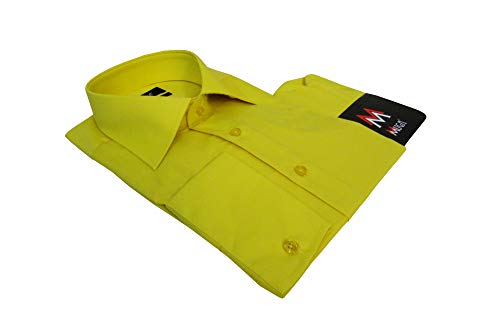 MMUGA Herren Hemd Slim fit mit Einstecktuch Gelb L von MMUGA