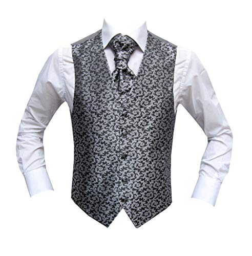 MMUGA Hochzeitsweste Set mit Plastron Florale Grau 62 von MMUGA