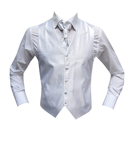 MMUGA Hochzeitwesten Set mit Plastron Berlin Weiß 62 von MMUGA
