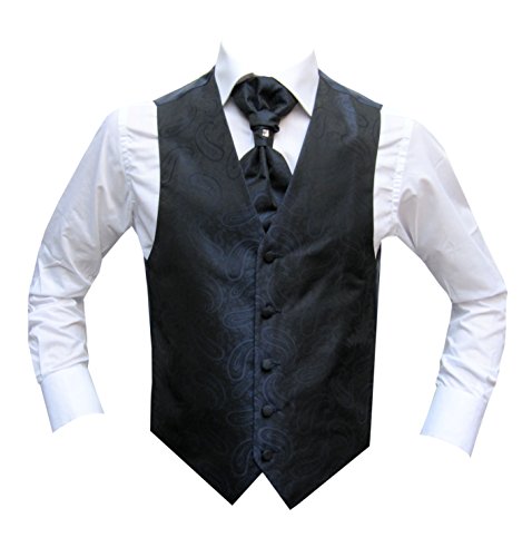 MMUGA Hochzeitwesten Set mit Plastron Dunkelblau 54 von MMUGA