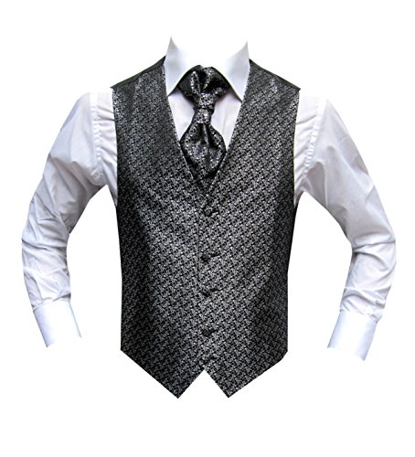 MMUGA Hochzeitwesten Set mit Plastron Floral Schwarz 68 von MMUGA