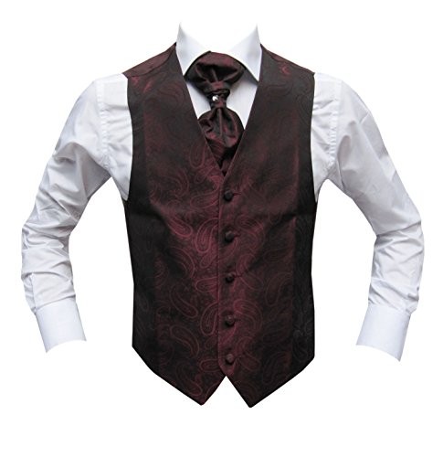 MMUGA Hochzeitwesten Set mit Plastron Pflaume 60 von MMUGA