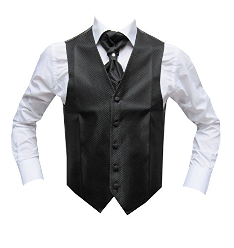 MMUGA Hochzeitwesten Set mit Plastron Schwarz 58 von MMUGA