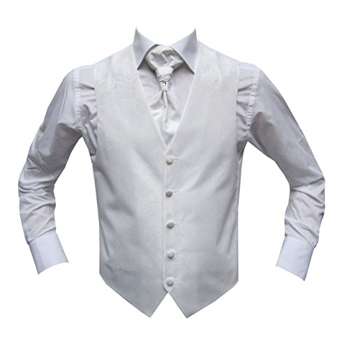 MMUGA Hochzeitwesten Set mit Plastron Weiß 106 von MMUGA