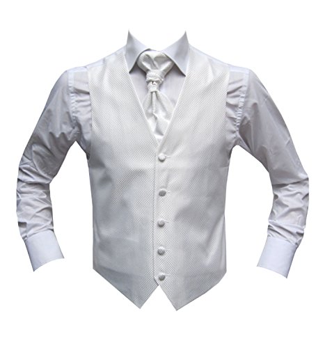 MMUGA Hochzeitwesten Set mit Plastron Weiß 60 von MMUGA