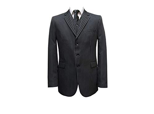 MMUGA Nadelstreifen Herrenanzug 3-teilig Schwarz 50 von MMUGA