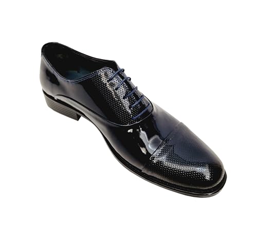 MMUGA Smoking Herren Lackschuhe Hochzeit Blau 44 von MMUGA