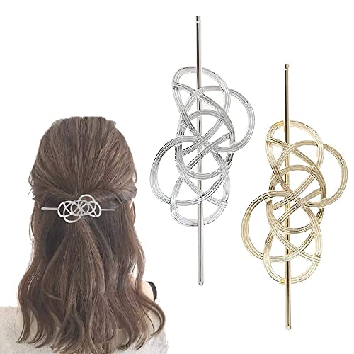 2 Stücke Hohle Haarspangen, Haarspange Stick, Vintage Keltische Haarspangen, Keltische Haarspange für Frauen, Nordische Keltische, Für Hochzeiten, Gäste, Partys, Arbeit, Freizeit (Gold, Silber) von Wwmstlkx